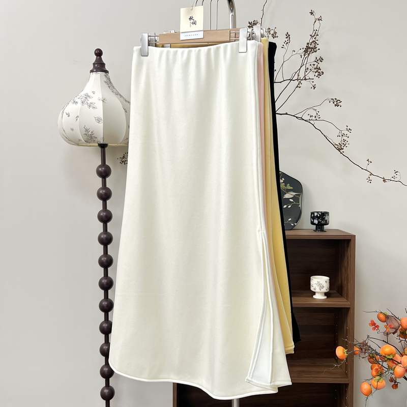 白露 秋词新中式半裙国风丝绒鱼尾裙百搭款秋冬女裙新款加绒半裙