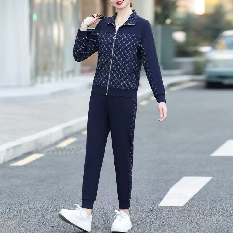 7856-新款春秋装运动服套装女洋气休闲妈妈新款外套减龄两件套1楼