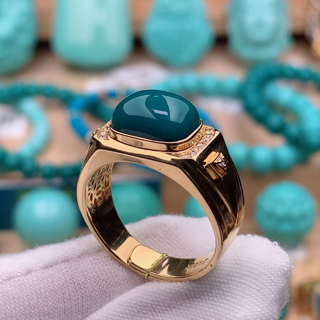 绿松石珠宝奇石18K金镶嵌