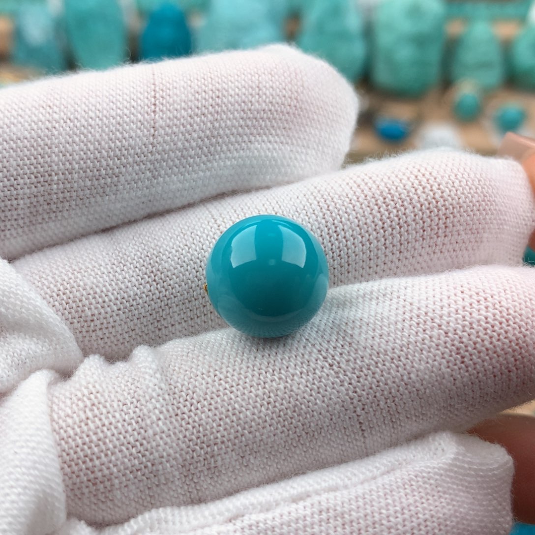 绿松石玉化蓝圆珠11.8mm未镶嵌