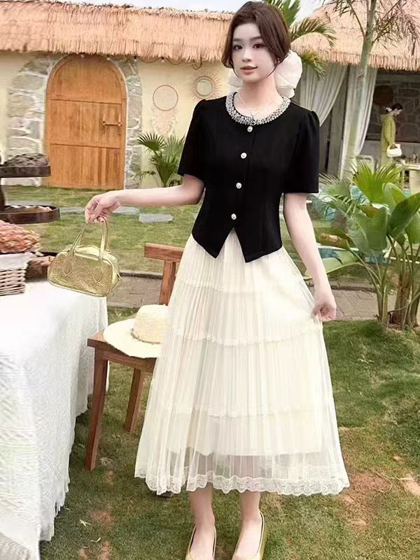 2683*显瘦套装短袖蕾丝小香风气质时尚夏季法式套装