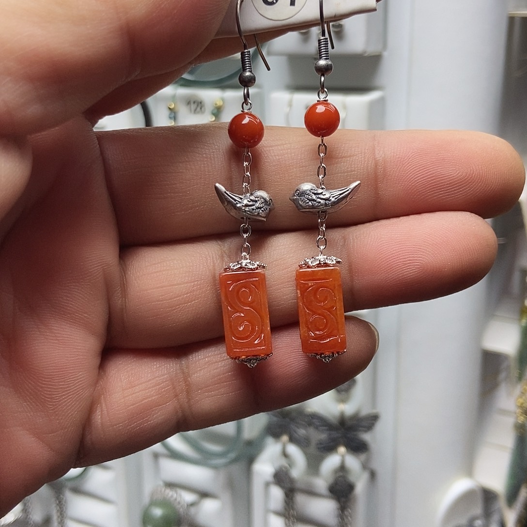 翡翠银S925镶嵌耳饰品质珠宝