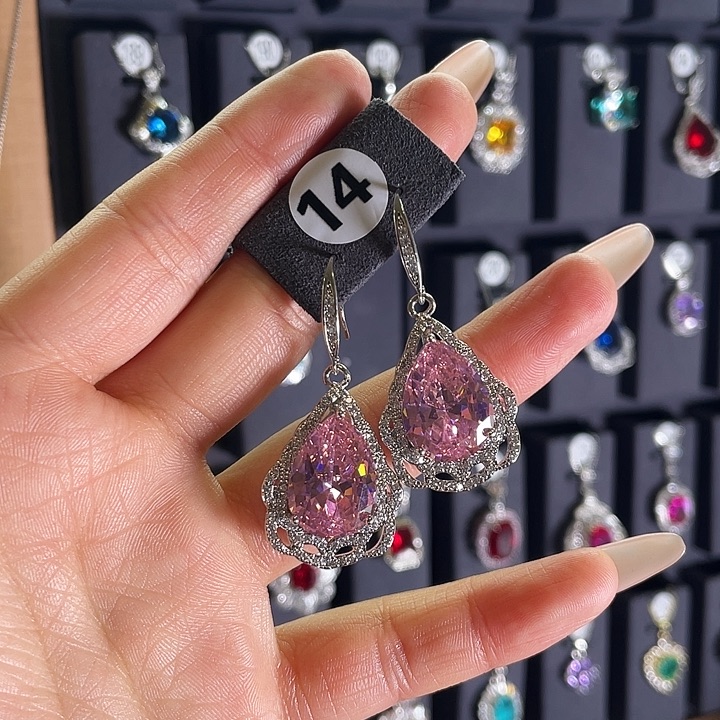 耳饰银S925镶嵌碧玺猫眼14