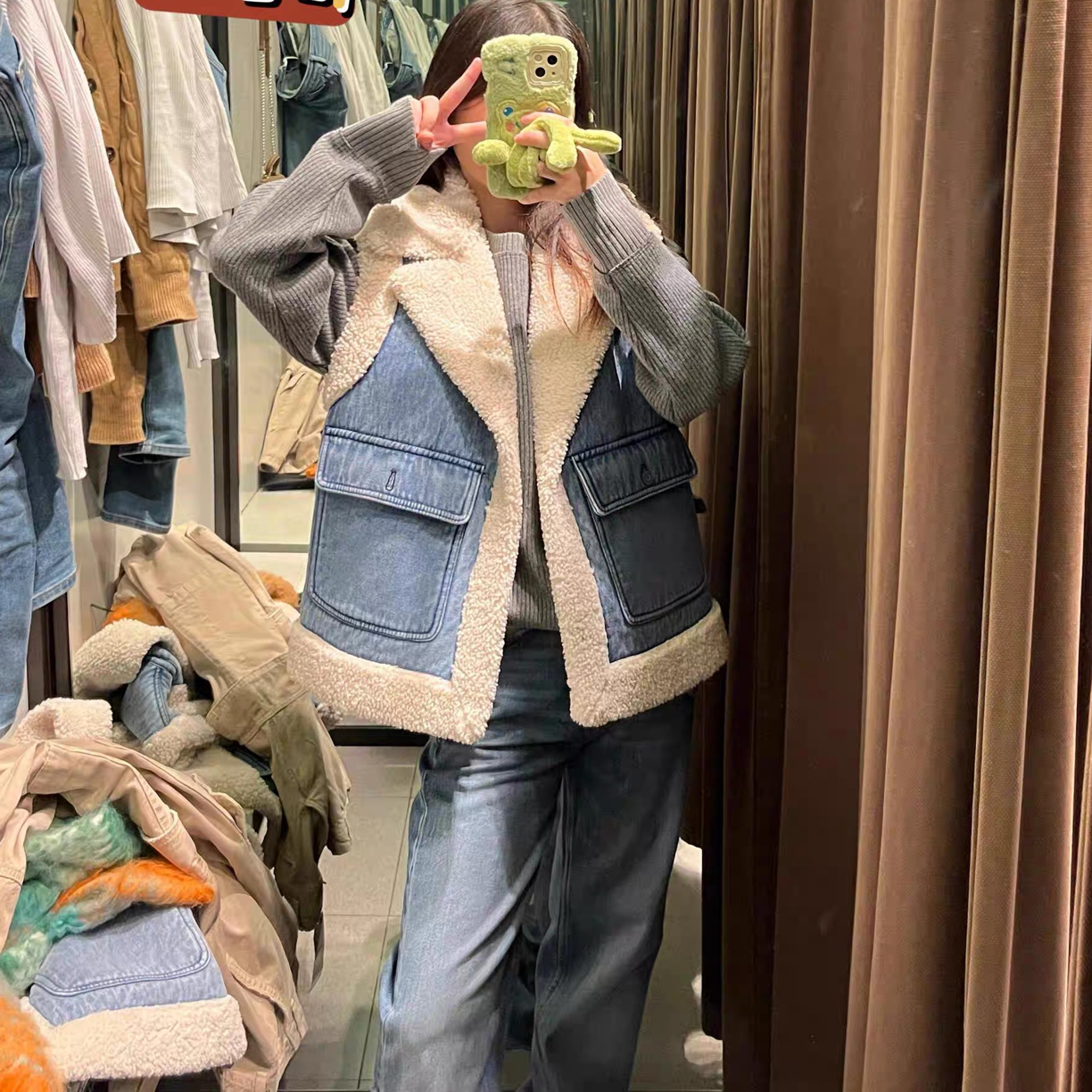 899浅蓝色加厚牛仔马甲B22-2