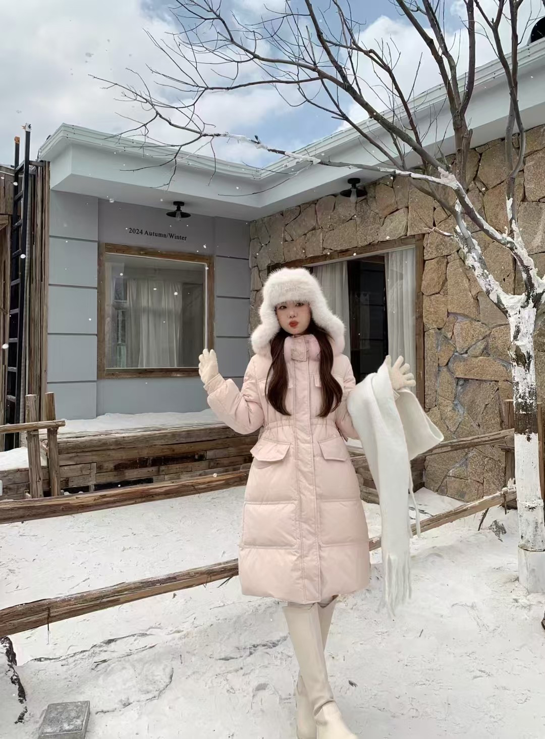 直播间！扣号369-499气质时尚百搭连帽中长款甜美外套