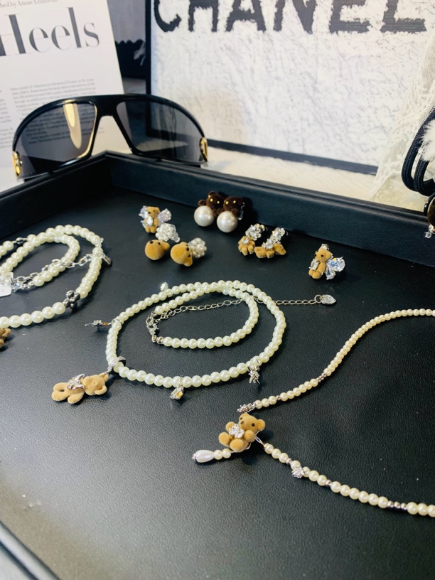 非金属仿珍珠耳饰 小熊系列项链时尚可爱少女