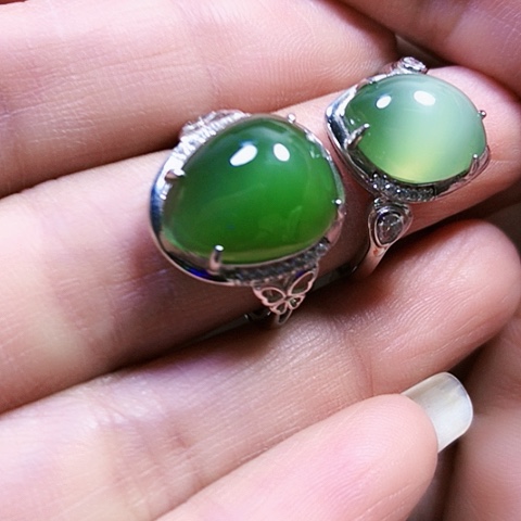 和田玉银S925镶嵌戒指