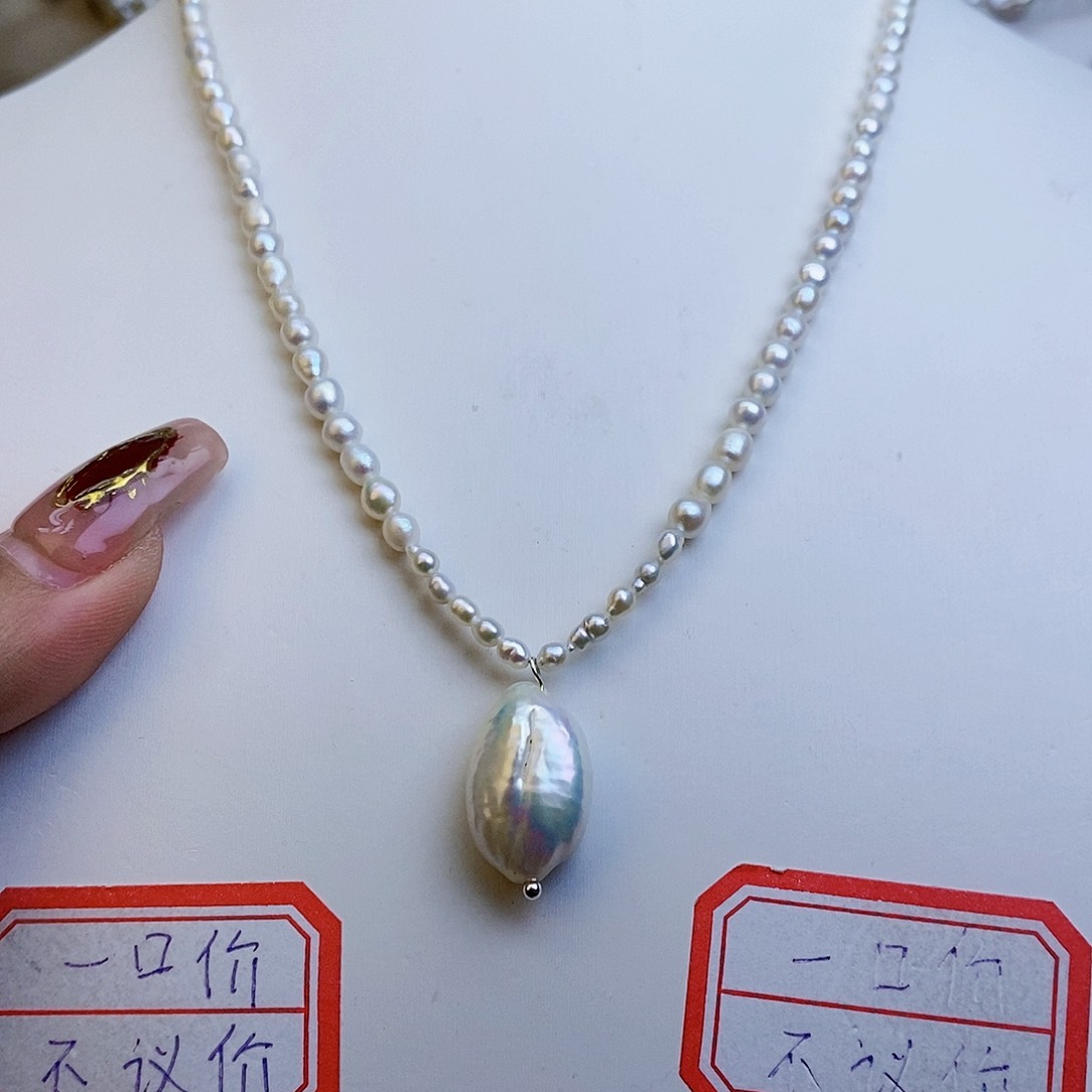 淡水珍珠颈饰银S925镶嵌