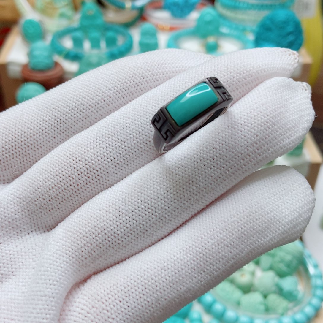 绿松石银S925镶嵌戒指