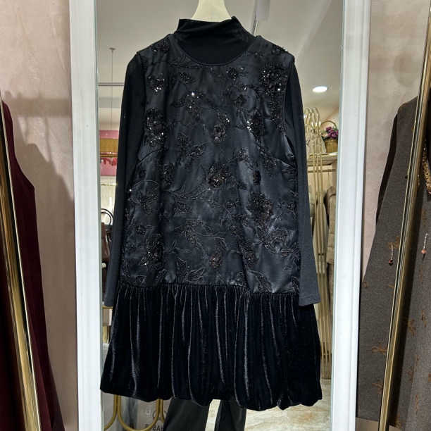高端女士黑色重工马甲裙668306