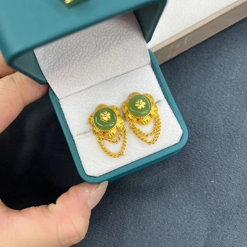 铜合金硅胶耳饰 民族风原创设计耳钉轻奢简约饰品经典女红色时尚