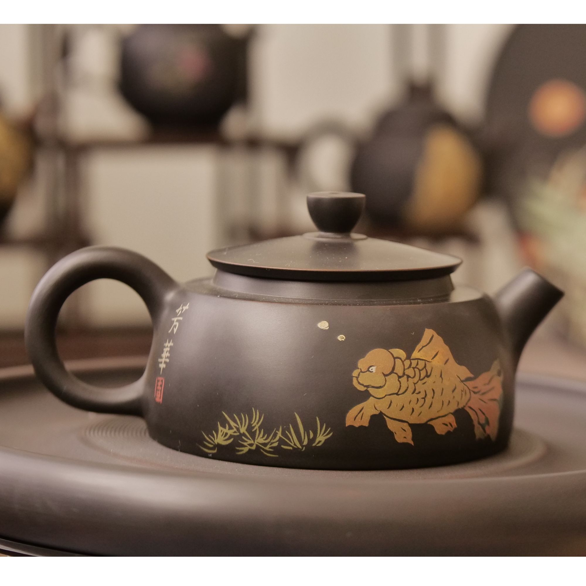 建水紫陶清贡元素芳华茶壶纯手工