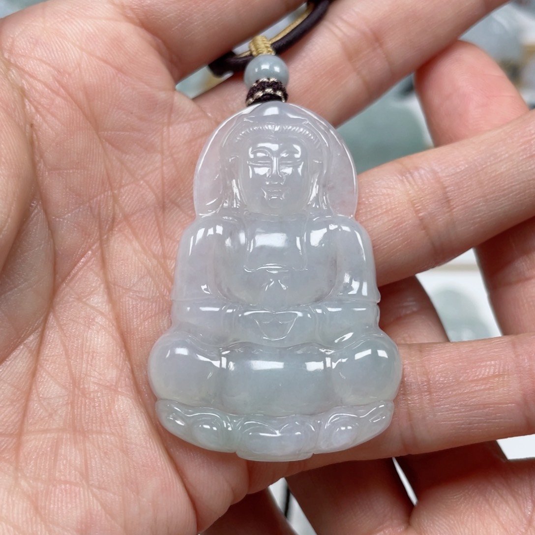 翡翠颈饰未镶嵌天然翡翠A货观音44号