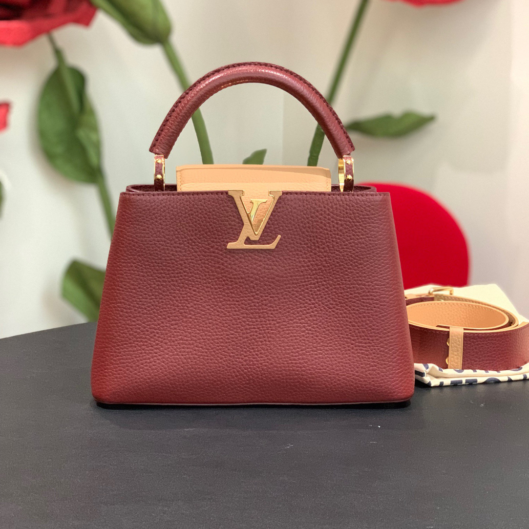 95新 LouisVuitton/路易威登 capucines拼色卡普辛bb/芯片