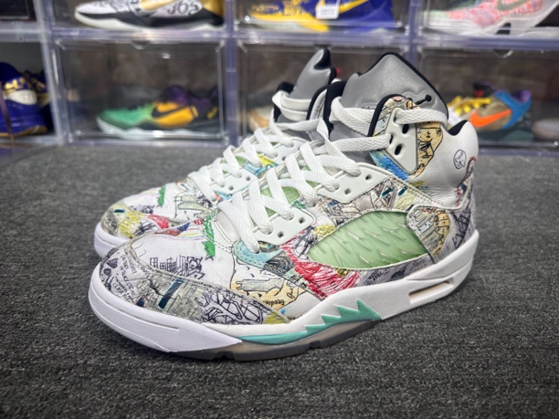 90新 AIR JORDAN 43码 aj5涂鸦板鞋 原盒