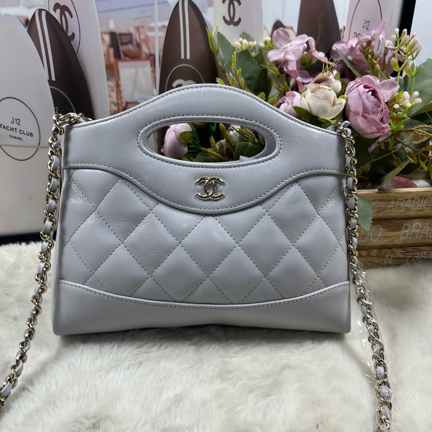 99新 Chanel/香奈儿 香奈儿浅灰色31bag nano（25年2月票）