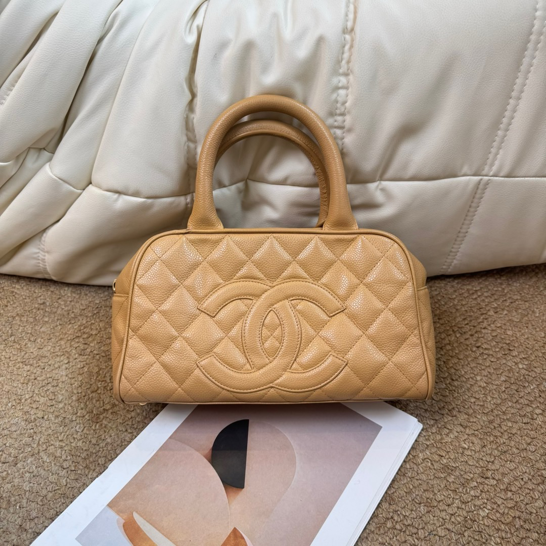95新 Chanel/香奈儿 Chanel 奶茶色 荔枝牛 保龄球小号/637628778