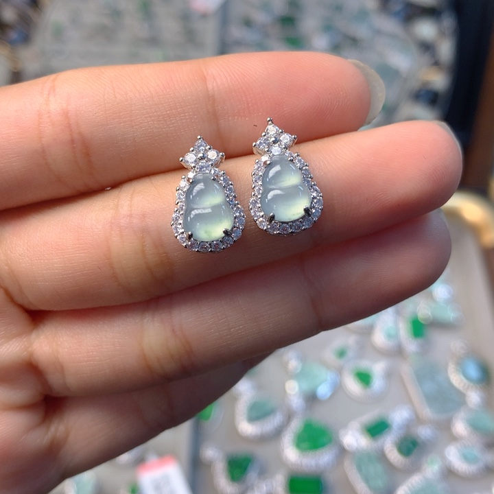 翡翠未镶嵌耳饰耳钉