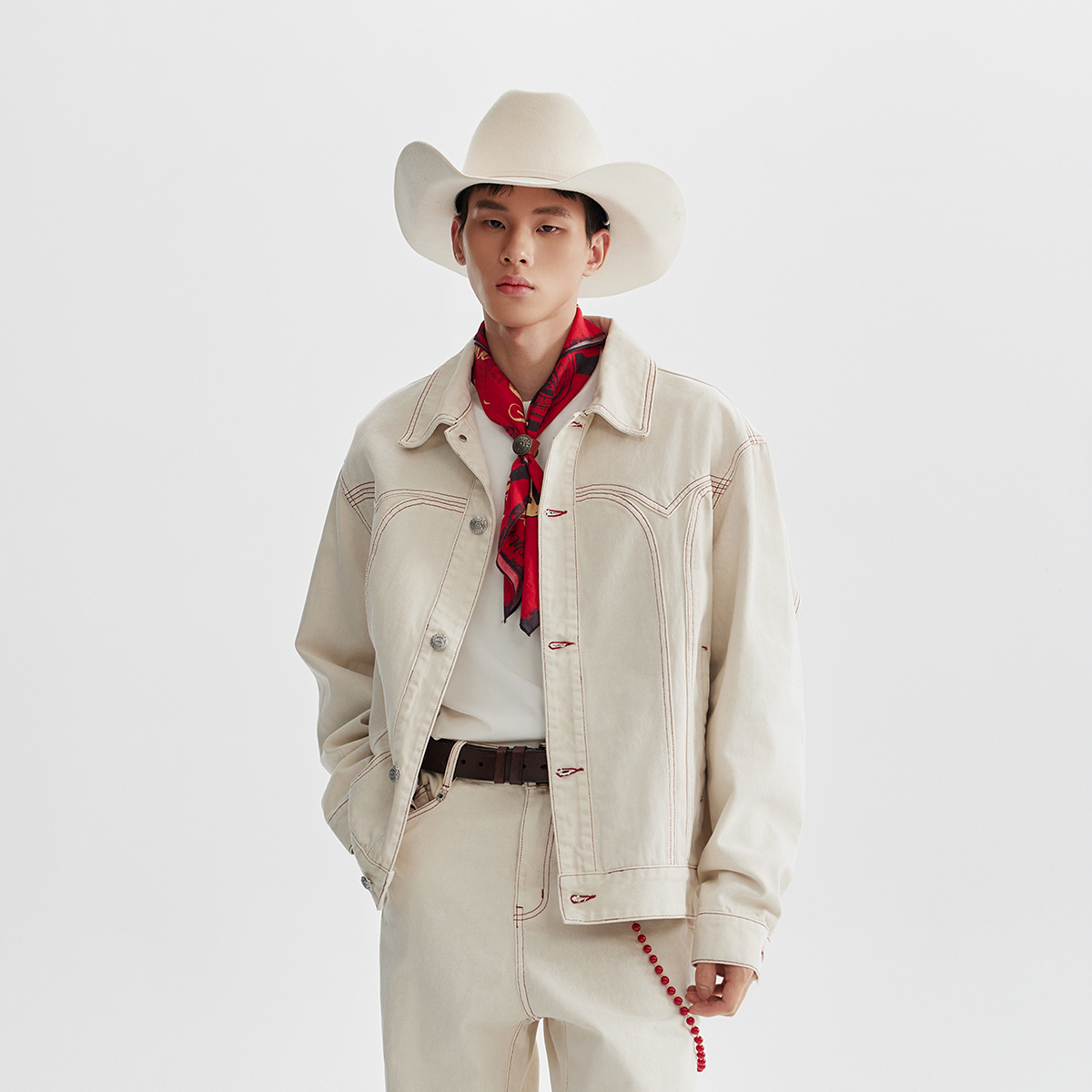CHINISM赤尘 ×《唐探1900》联名系列 白色牛仔外套男2025春季