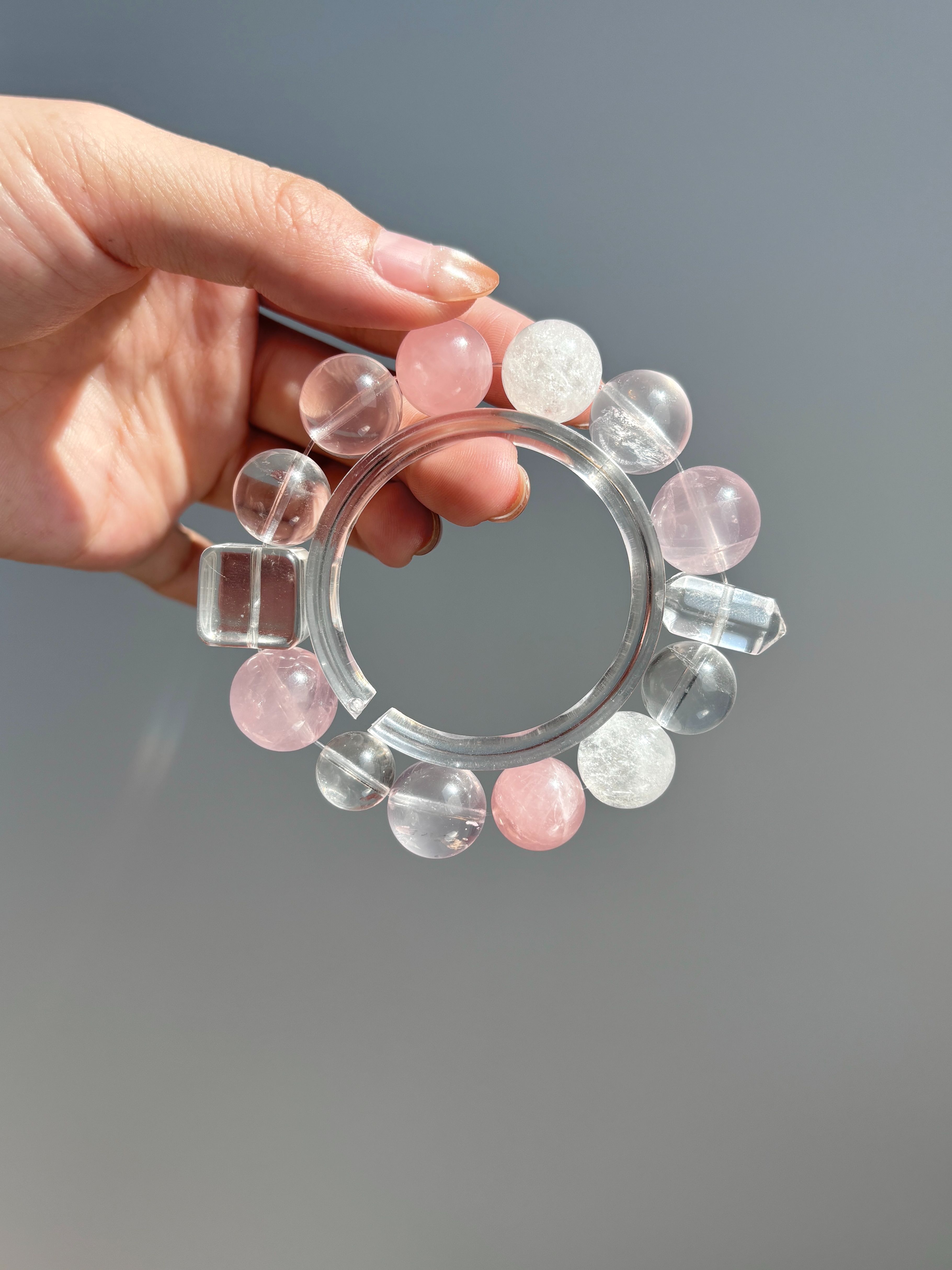 粉雾光海FS038粉水晶手串叠戴（纯天然，默认微瑕，多样性发其一）