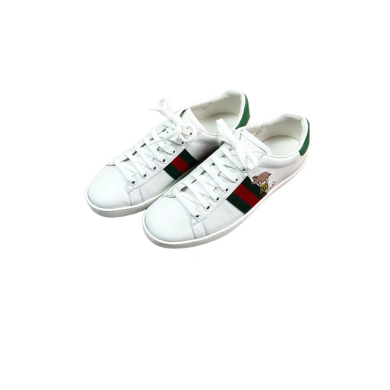 95新 GUCCI/古驰 lx0035 刺绣小白鞋 37.5码 