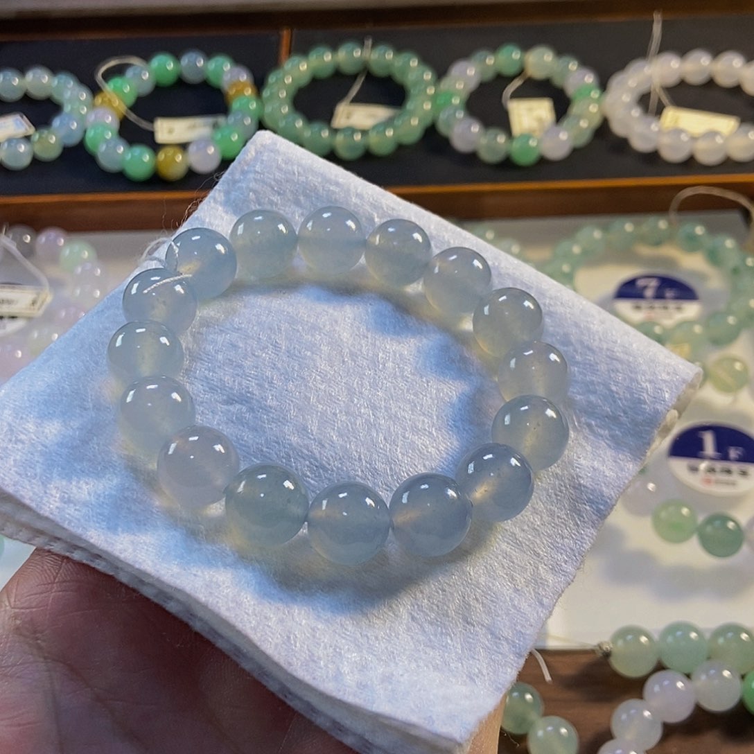定制翡翠未镶嵌翡翠手串卡12+