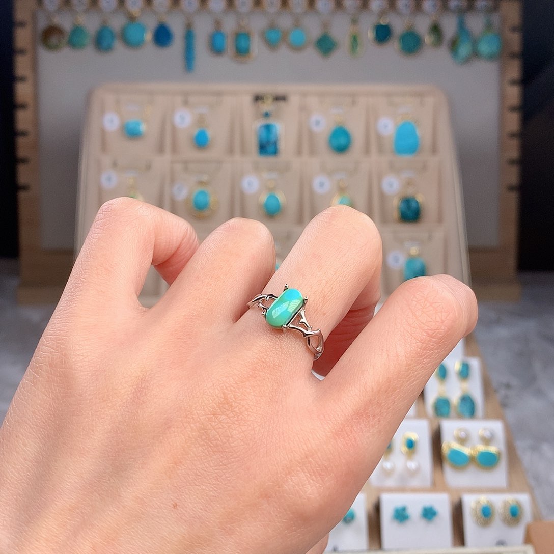 绿松石戒指银S925镶嵌