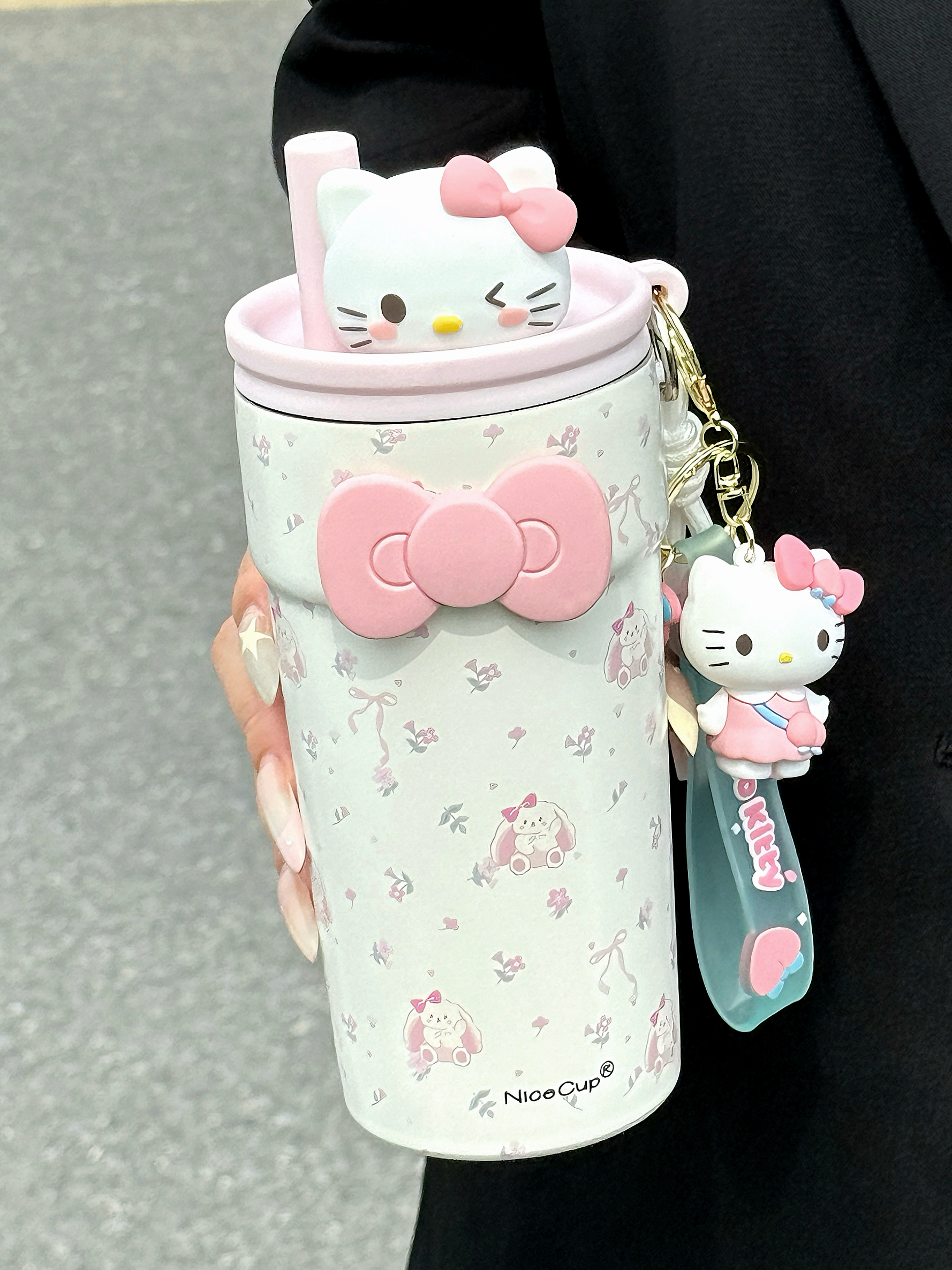 kitty可爱保温杯女生高颜值吸管水杯ins咖啡杯带茶隔学生泡茶杯子