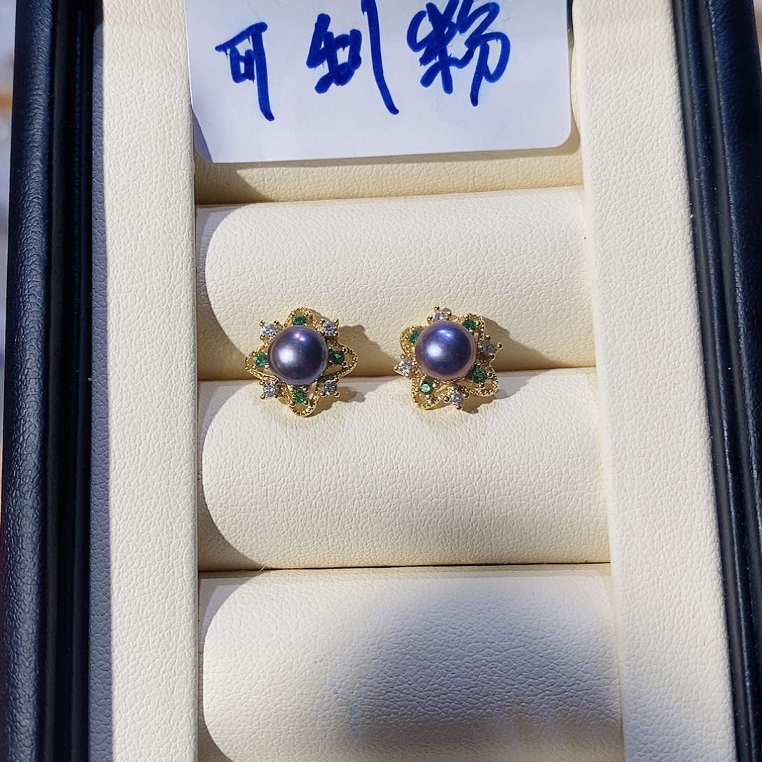 淡水珍珠耳饰银S925镶嵌