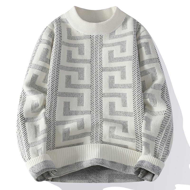 【高品质】2025秋冬季水晶绒毛衣男士休闲保暖圆领宽松针织衫9755