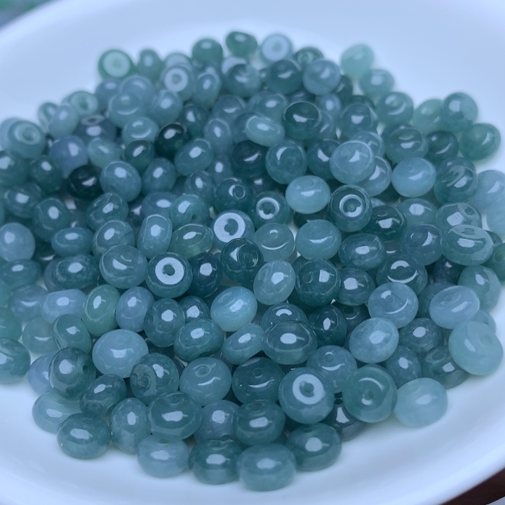 【闪购商品】翡翠手链未镶嵌卡4乘6冰蓝水鼓珠50个