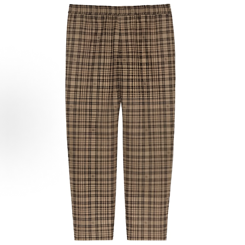 未使用 GUCCI/古驰 双G图案格子中腰休闲裤男士秋冬裤子男款棕色