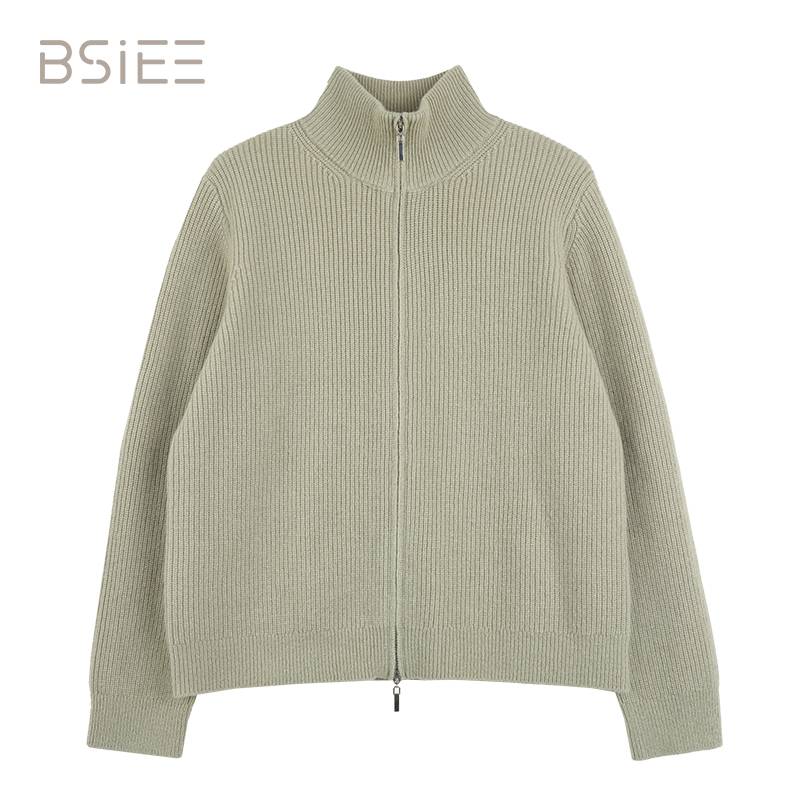 BSIEE/本涩双拉链立领毛衣开衫