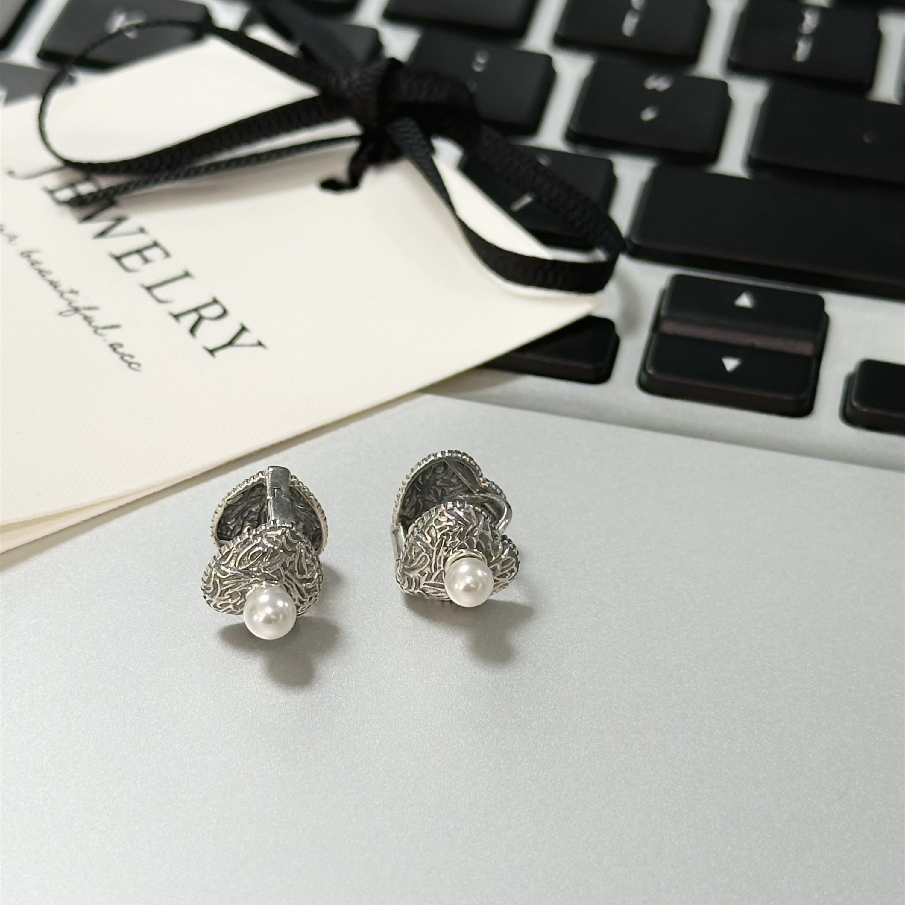 顺钦银楼 925银仿珍珠耳饰 【蔻雅耳扣】S925银时尚百搭轻奢小众