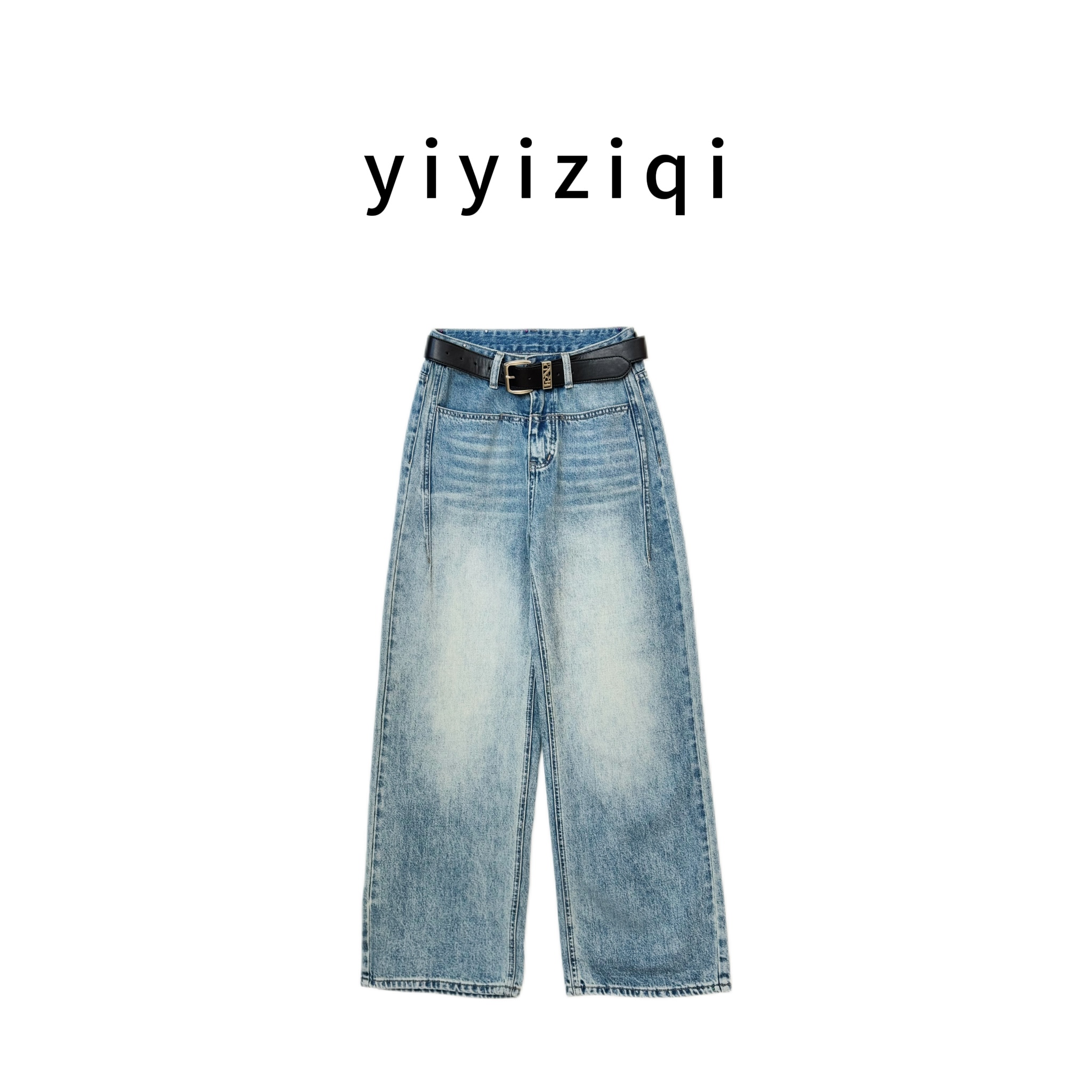 阿洁yiyiziqi直筒】显瘦立体高腰百搭休闲时尚潮流牛仔裤5213