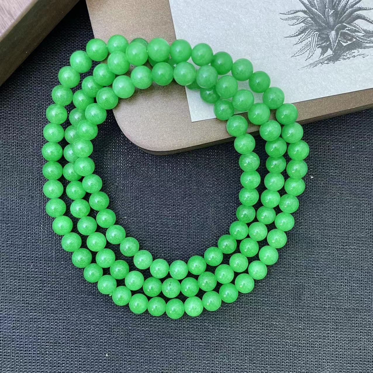 佳玺饰品 056 辣绿108颗 8mm手链 多样性发货