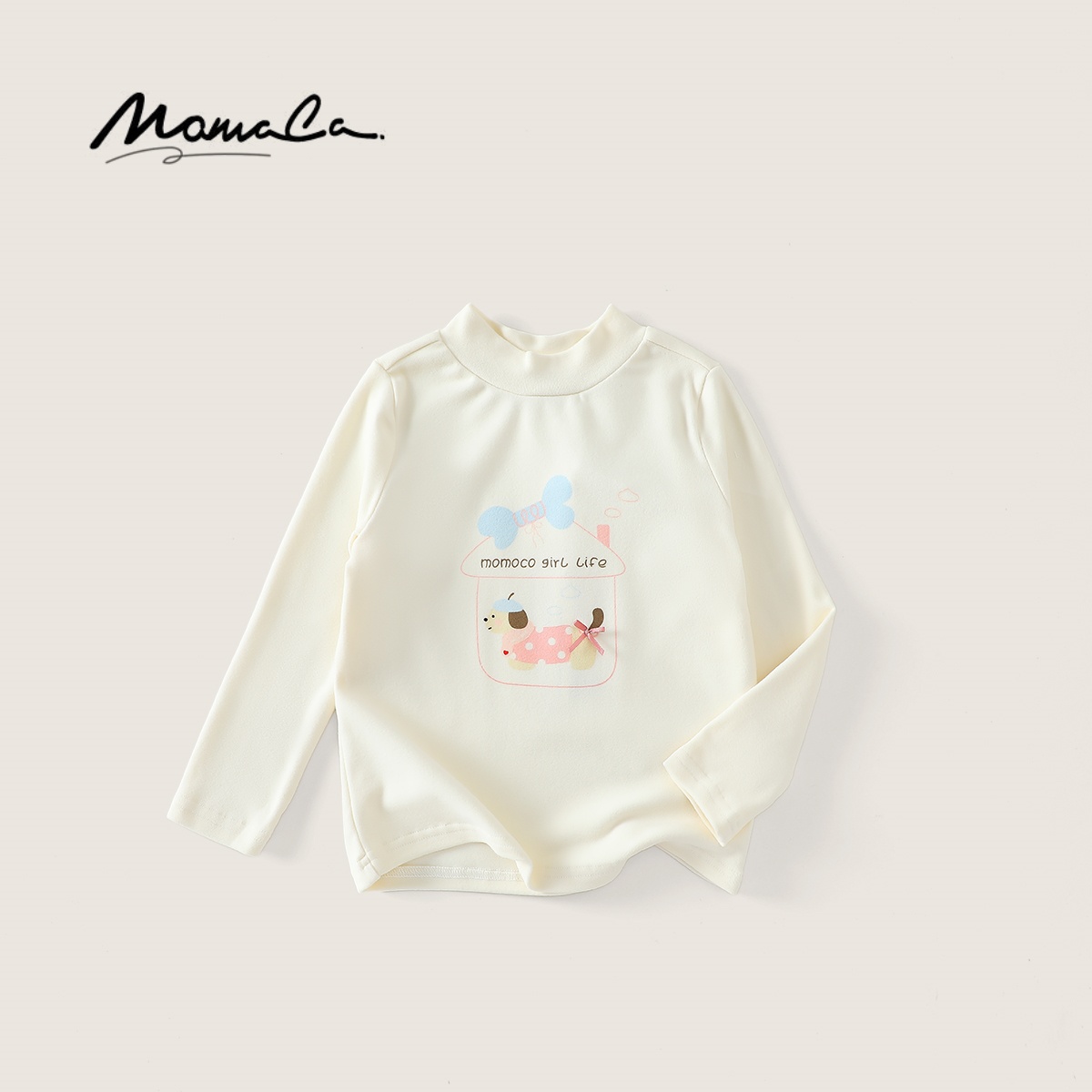 MOMOCO冬季女童时尚可爱小狗加厚打底衫77820239002