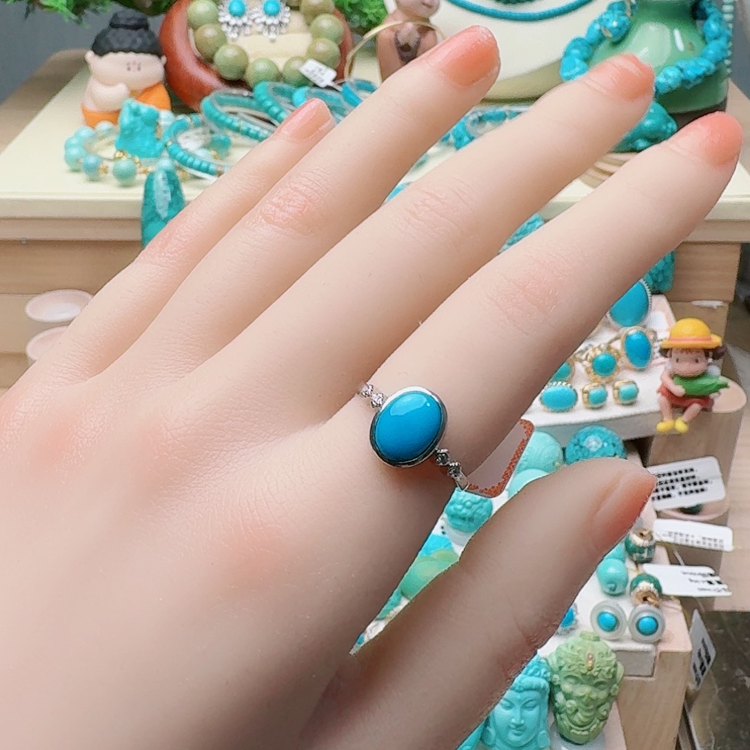 绿松石银S925镶嵌戒指