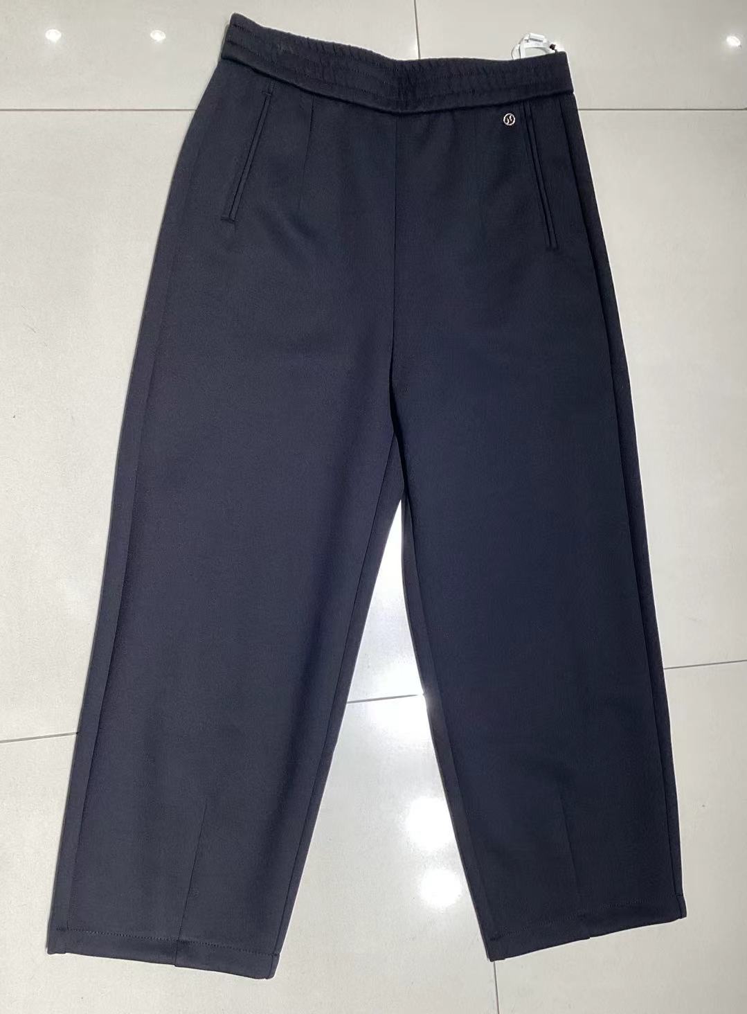 松紧腰九分筒裤拼接542