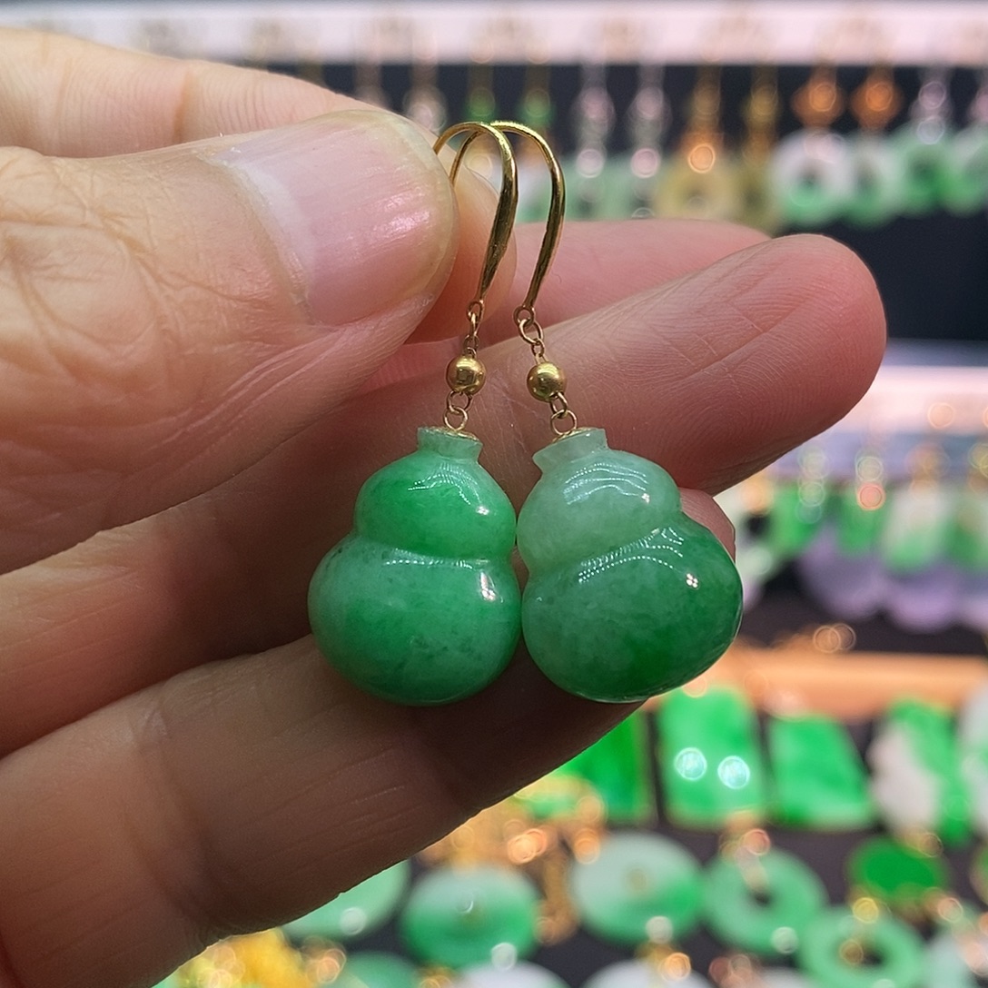 翡翠18K金镶嵌耳饰耳饰