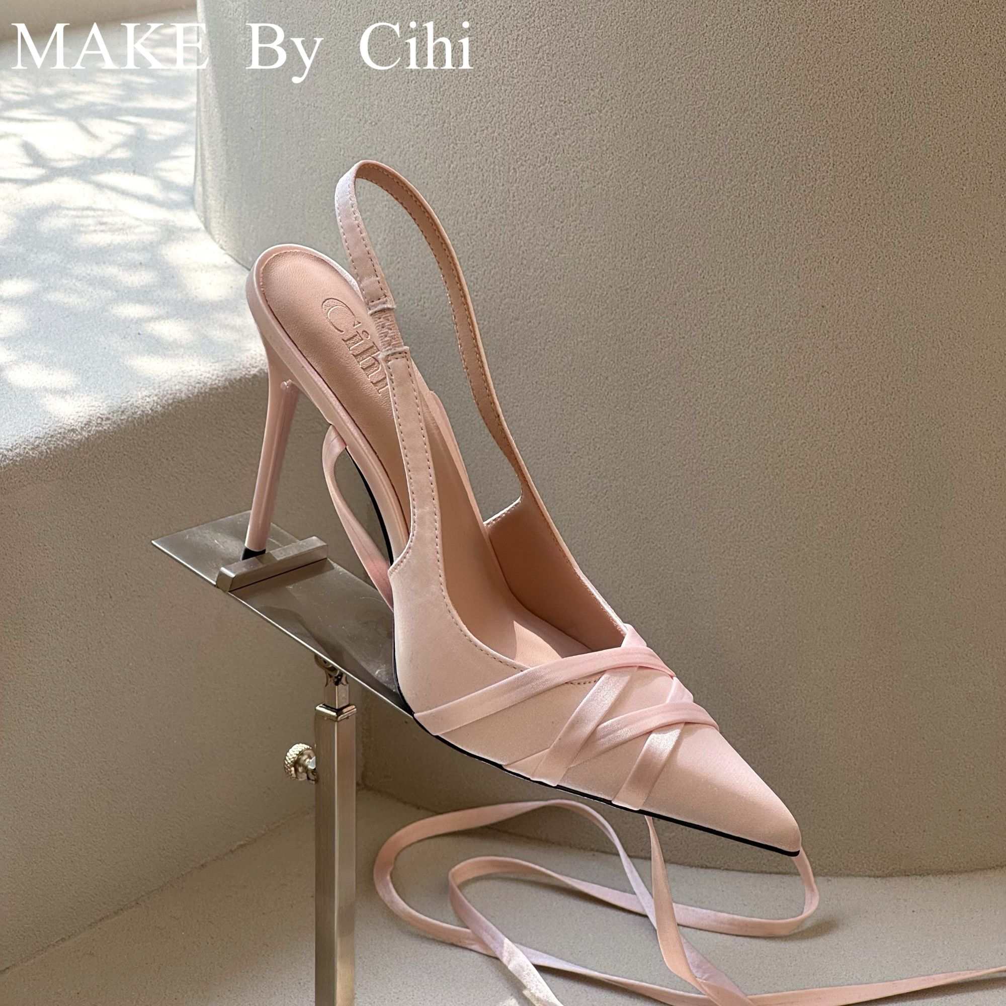 Cihi設計’Ribbon molding’   原创经典 交叉绑带纯手工绸缎单鞋
