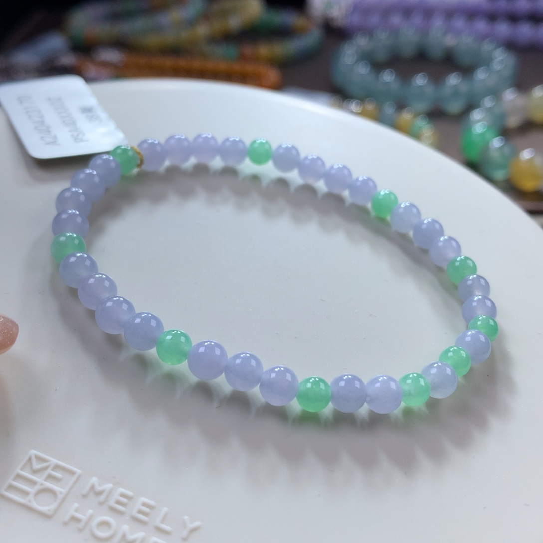 翡翠手链未镶嵌胶润梦幻春彩卡4➕