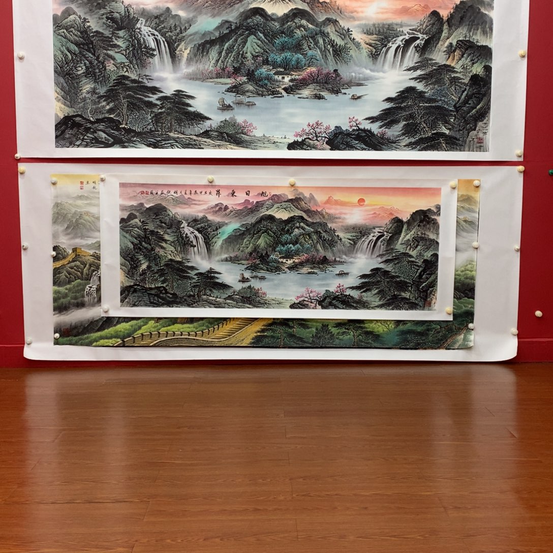 用***8国画小六尺小六尺旭日东升