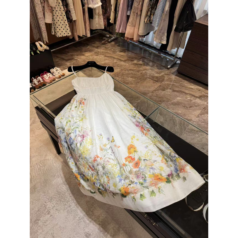 WW2025新款女士白色时尚夏季气质印花连衣裙W201248