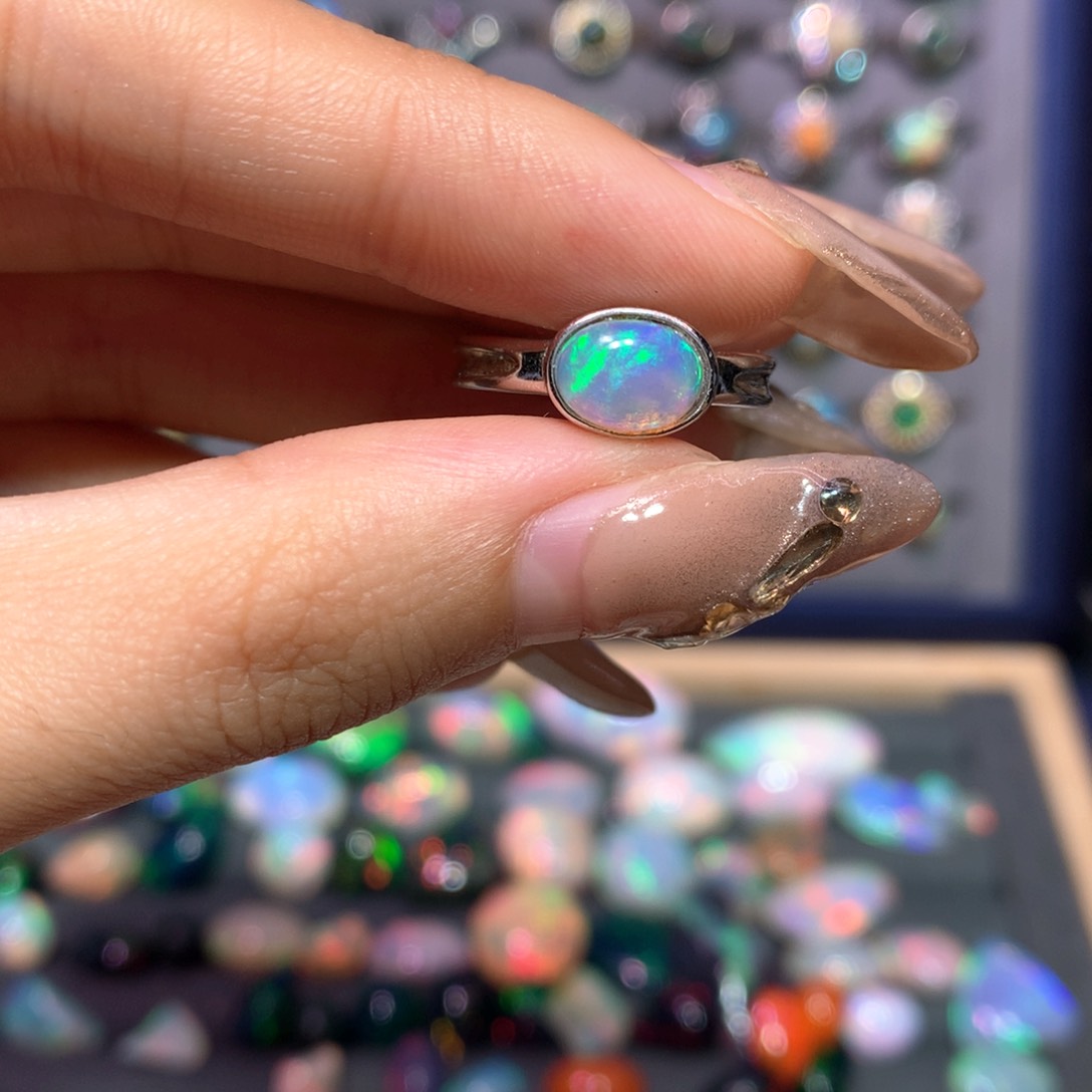 欧泊戒指款式银S925镶嵌