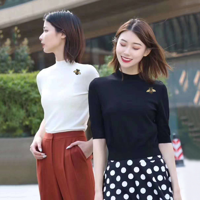 【商场同款】2025春夏款女装刺绣五分袖针织衫女T恤700936
