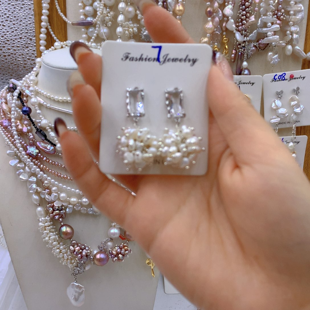 淡水珍珠耳饰银S925镶嵌