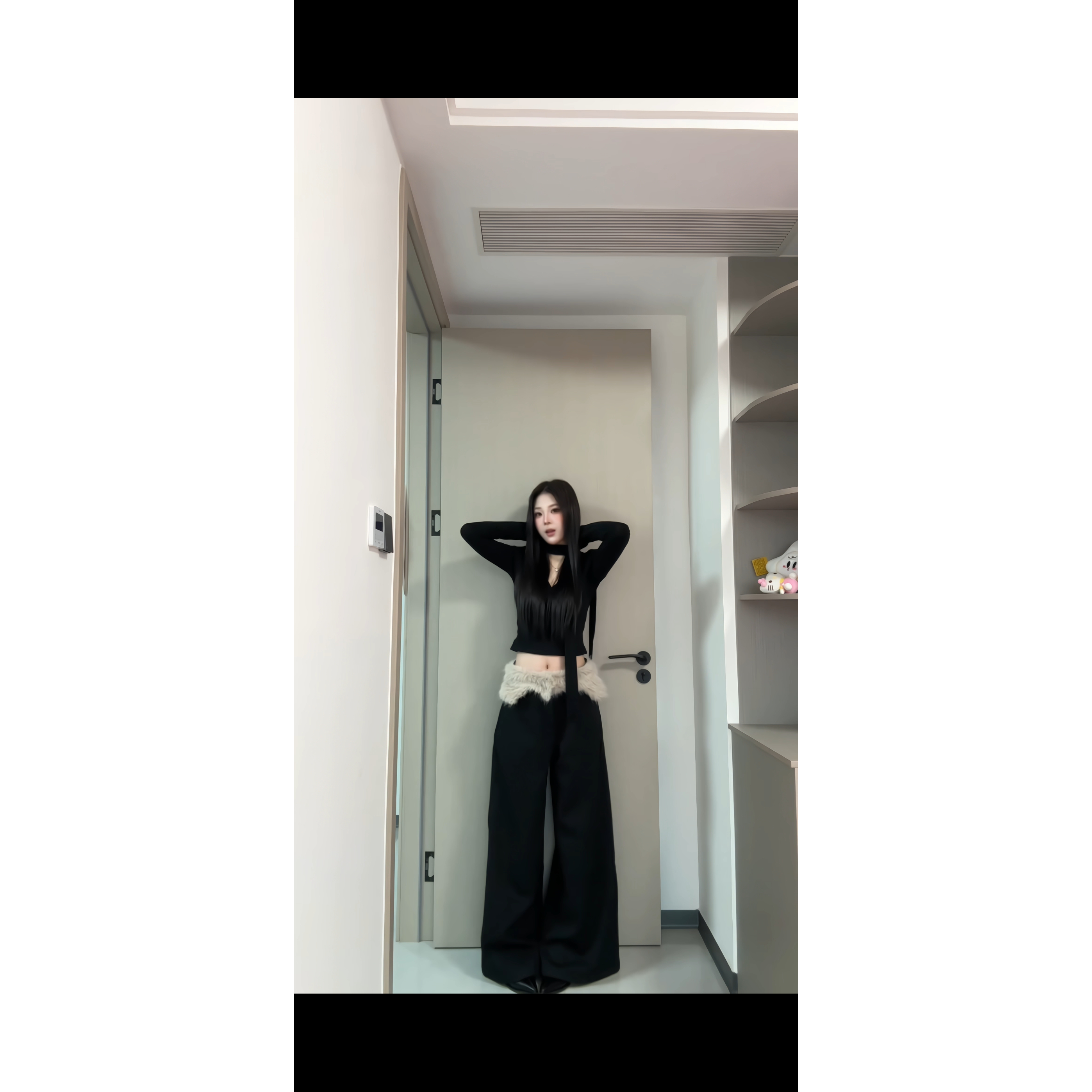 2025秋冬加绒百搭简约高级感小众宽松阔腿裤拖地裤