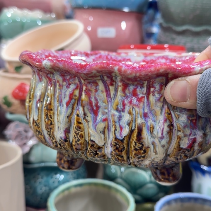 凑9块包邮，有孔，陶瓷花盆