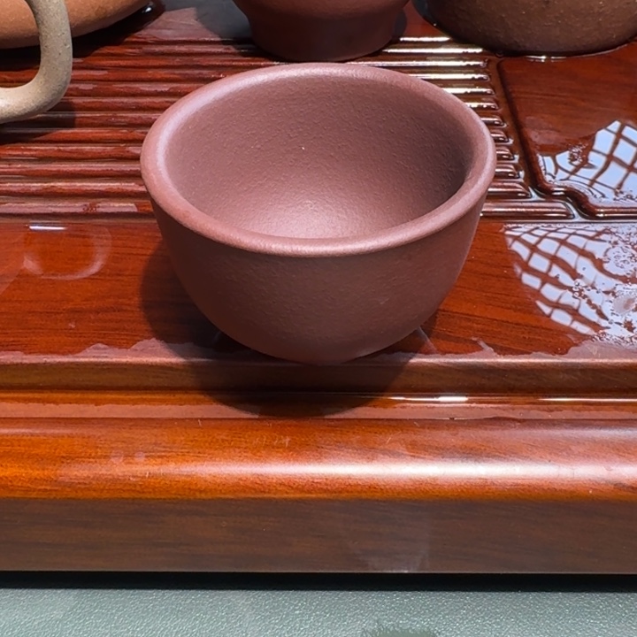 紫砂茶壶石红无添加60cc杯子